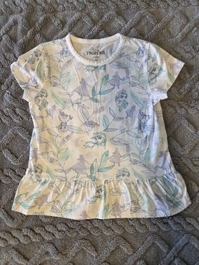 Size 6 Disney Frozen II White Tee with Light Blue & Mint Accents